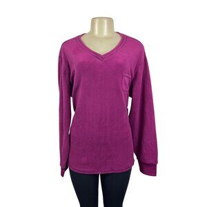 Jaclyn Intimates Magenta V-Neck Fleece Womens Sweatshirt Sz 2X - New